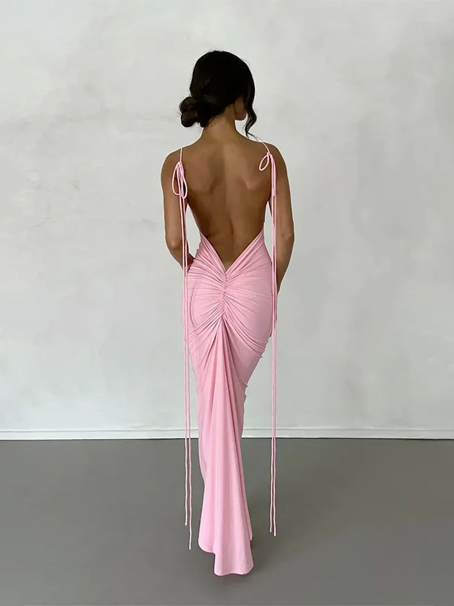 Plunging Backless Dress