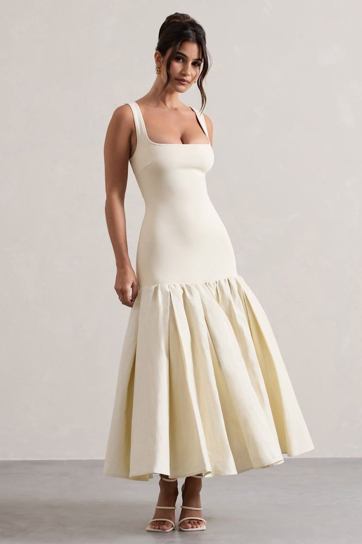 Pleated White Dress