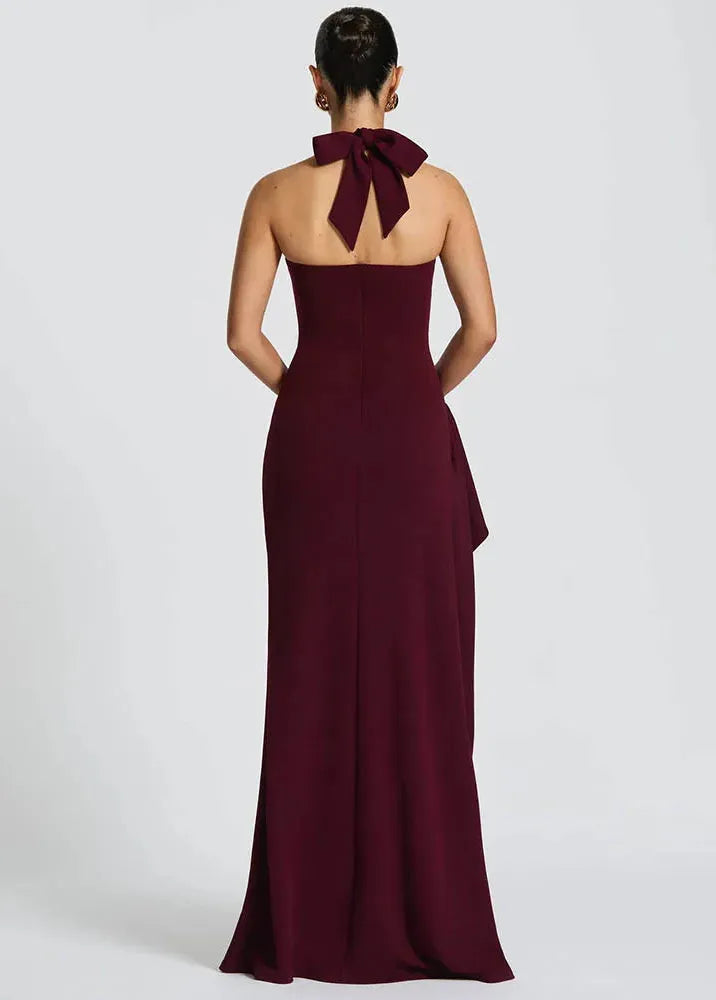 Burgundy Dress Slit Straps