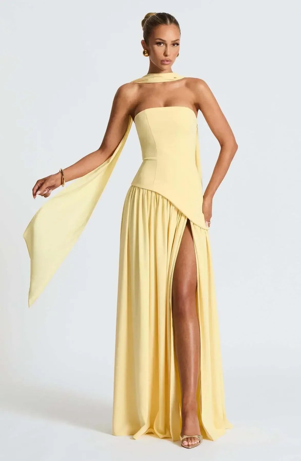 Strapless Slit Dress