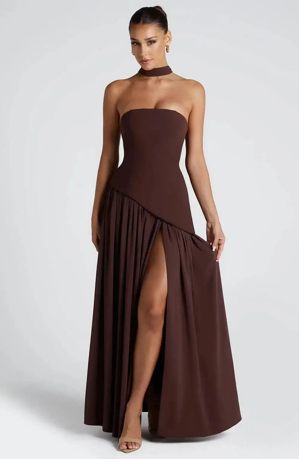 Strapless Slit Dress