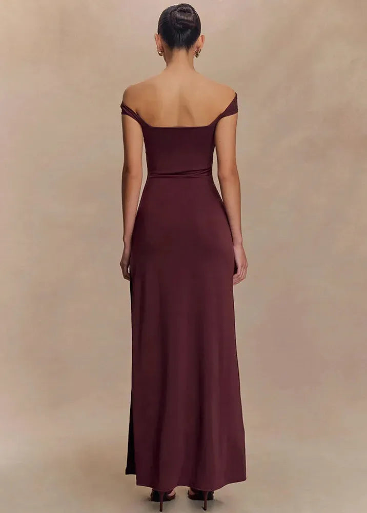 Burgundy Slit Long Dress