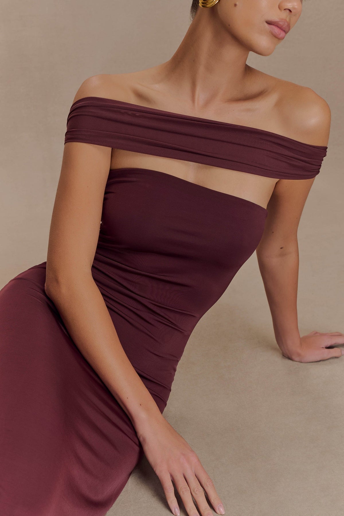 Burgundy Slit Long Dress