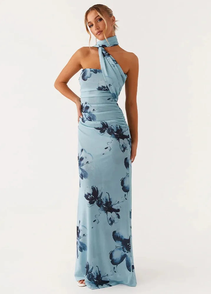 Blue Floral Long Dress