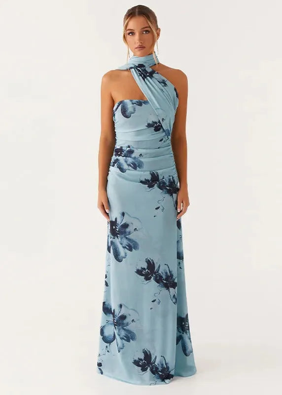 Blue Floral Long Dress