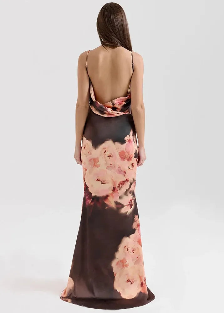 Floral Satin Long Dress