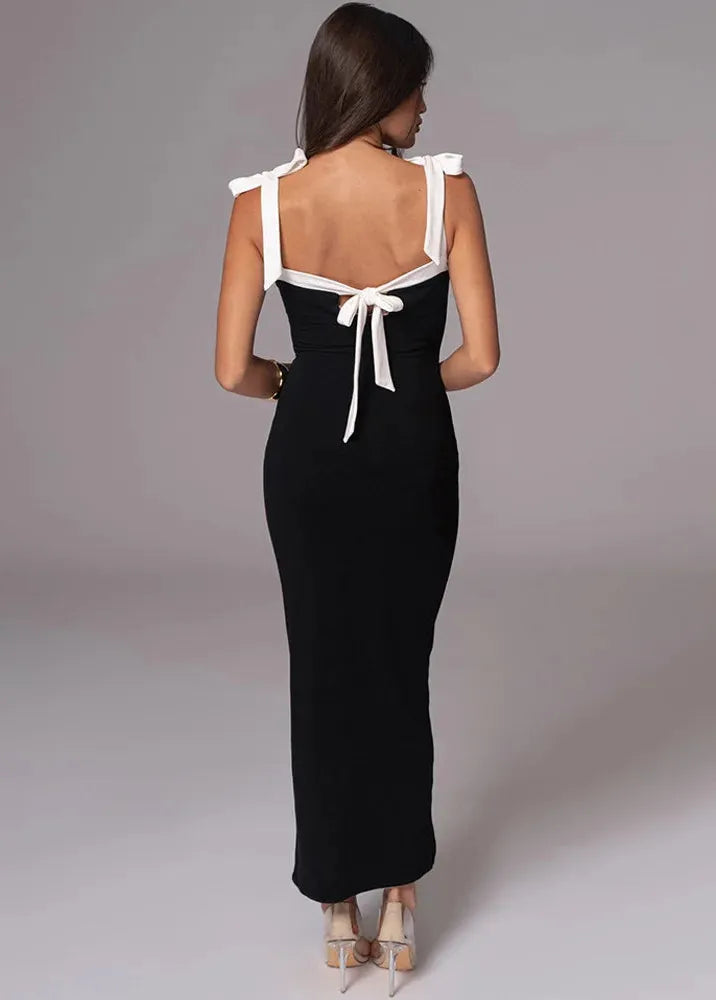 Long Black Dress With Tied Straps