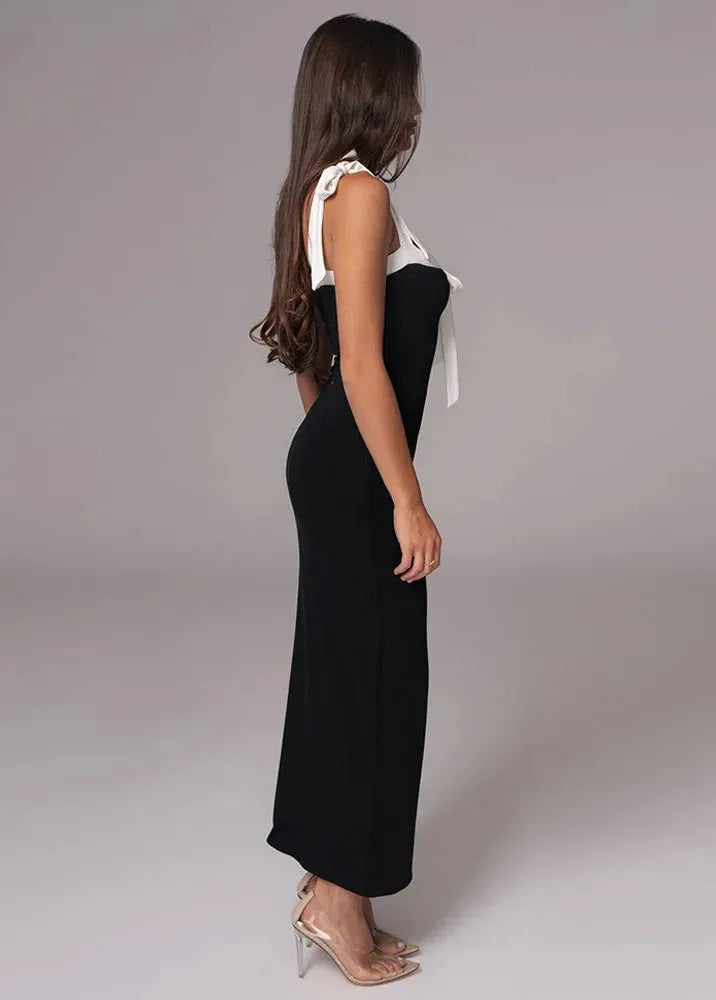 Long Black Dress With Tied Straps