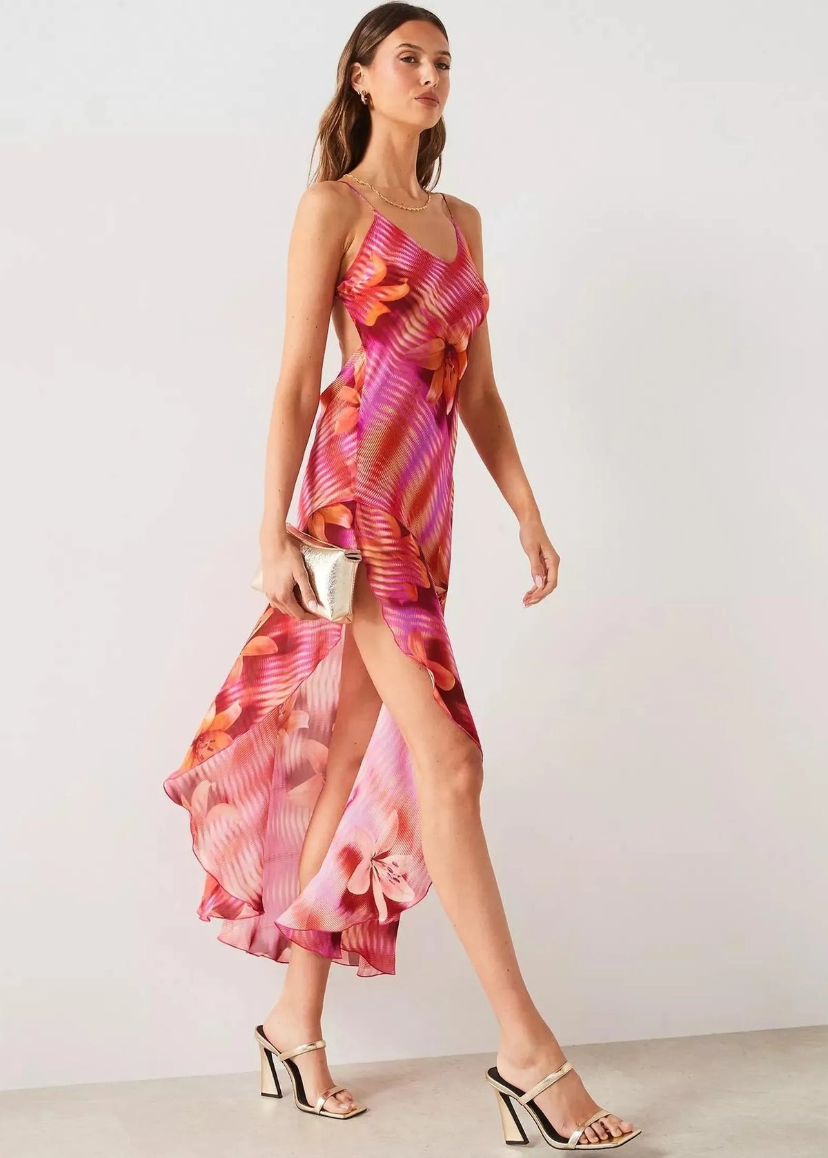 Pink Floral Printed Dress