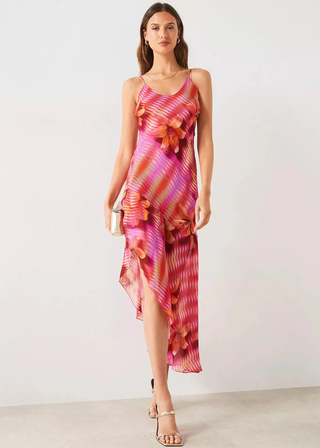 Pink Floral Printed Dress