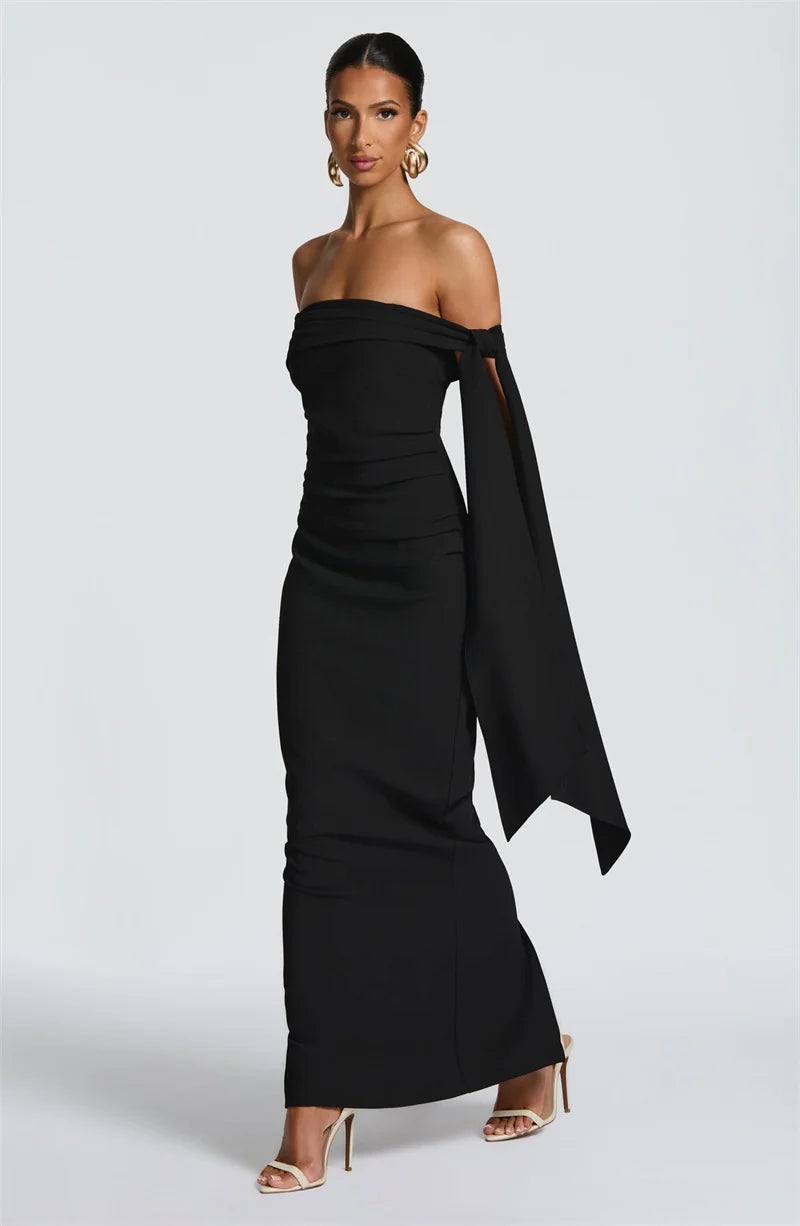 Long Off-Shoulder Evening Dress
