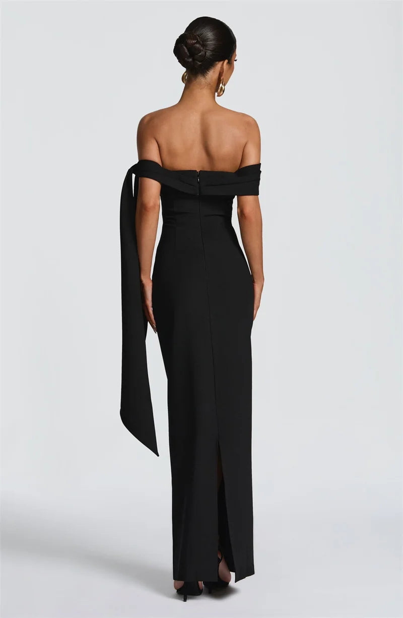 Long Off-Shoulder Evening Dress