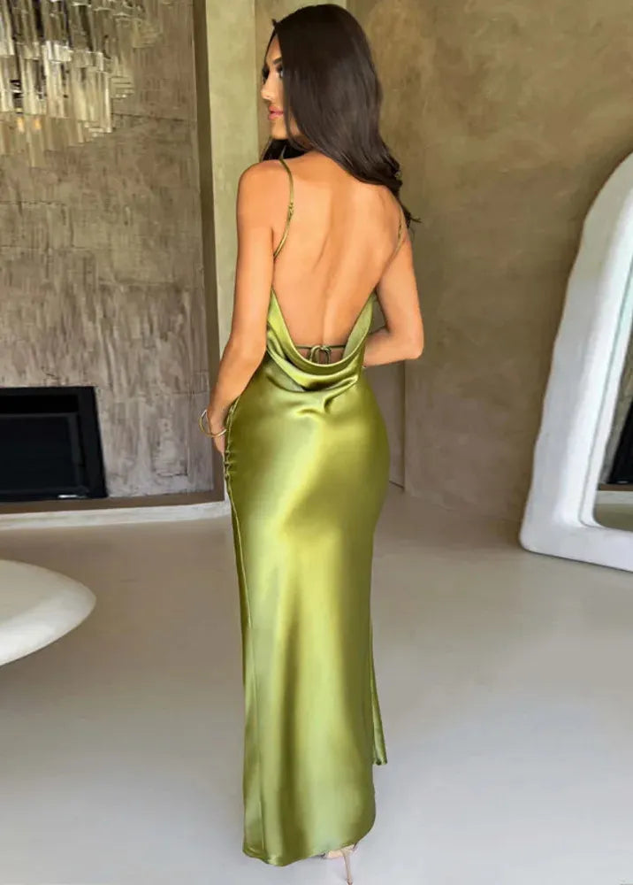 Long Satin Slit Dress