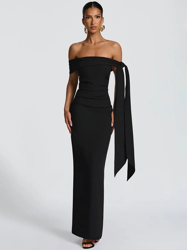 Long Off-Shoulder Evening Dress