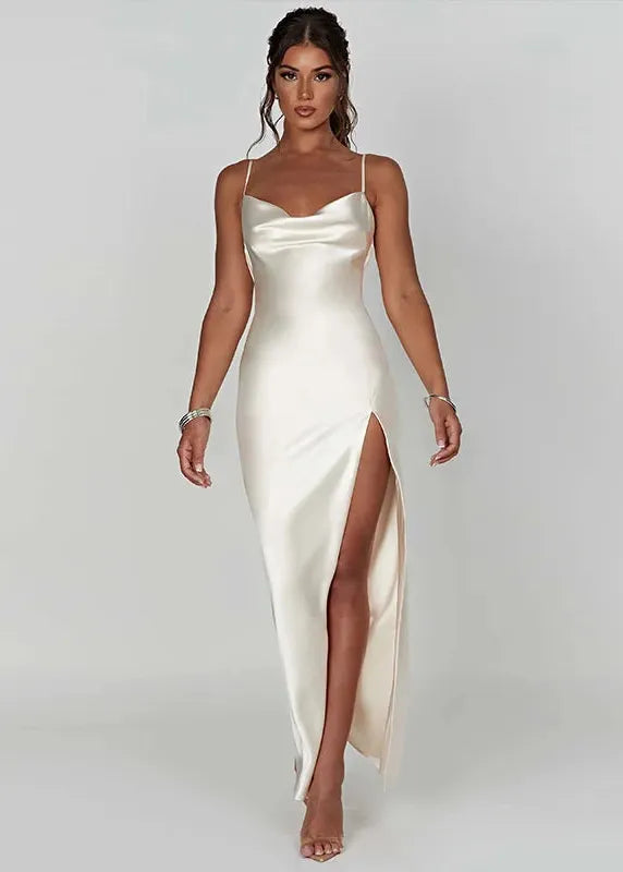 Long Satin Slit Dress