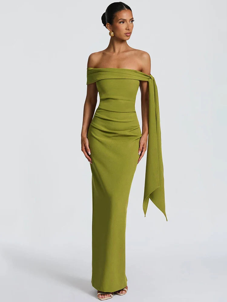 Long Off-Shoulder Evening Dress