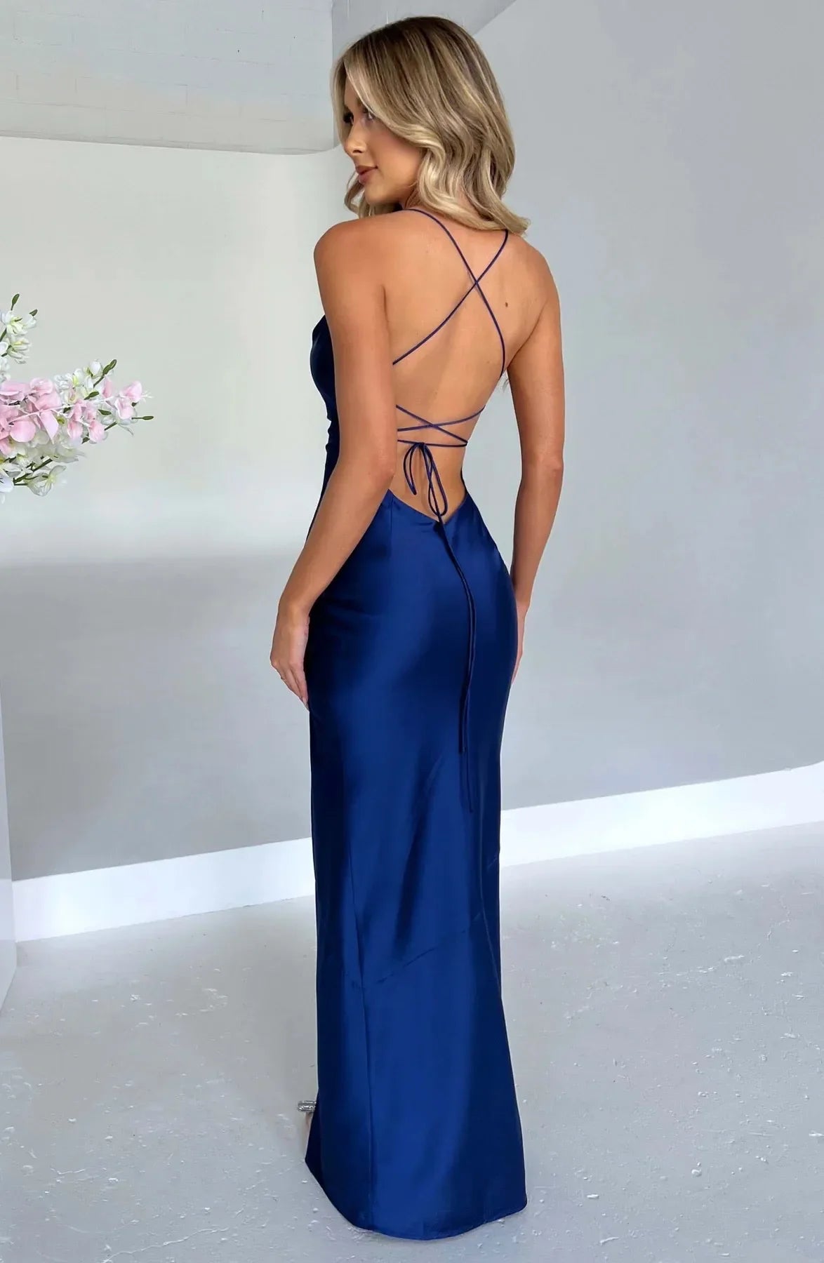 Long Split Blue Dress