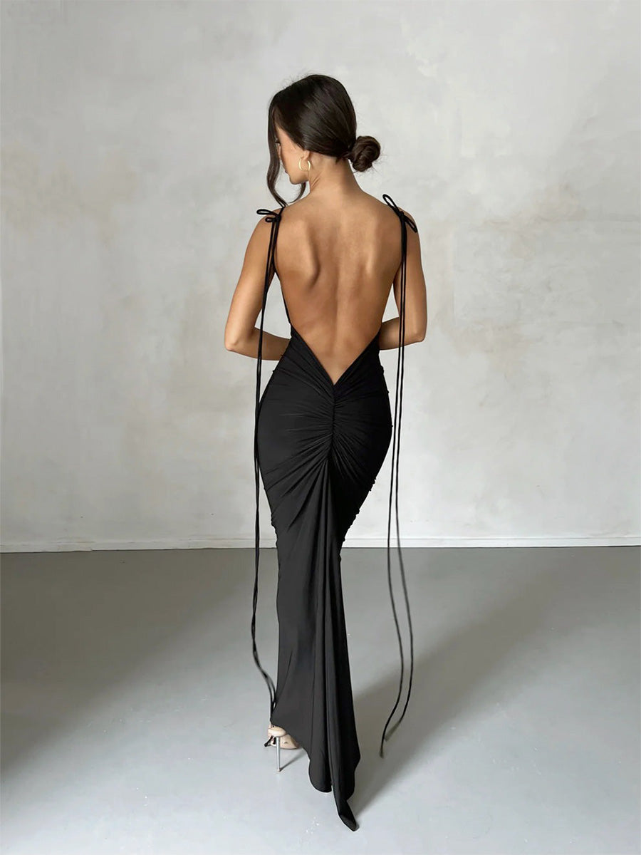 Plunging Backless Dress