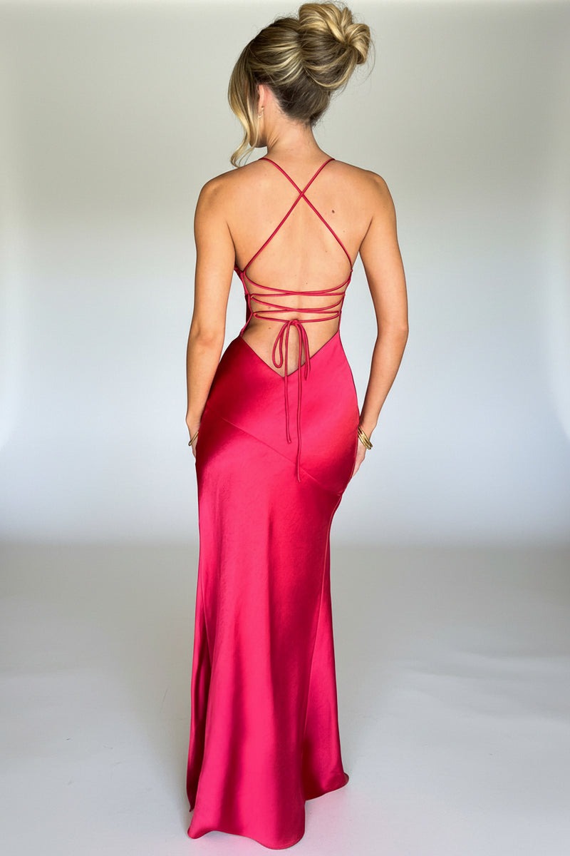 Backless Satin Dress
