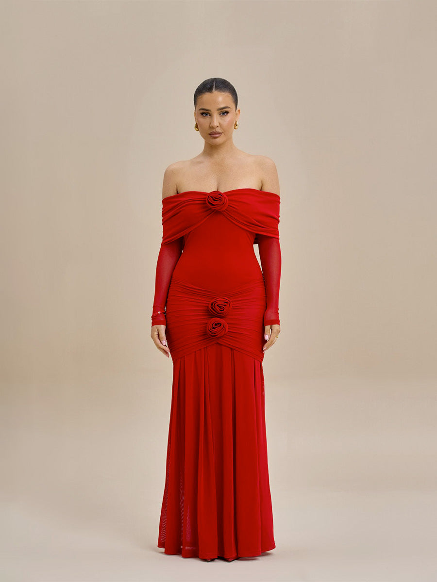 Off Shoulder Bodycon Long Evening Dress