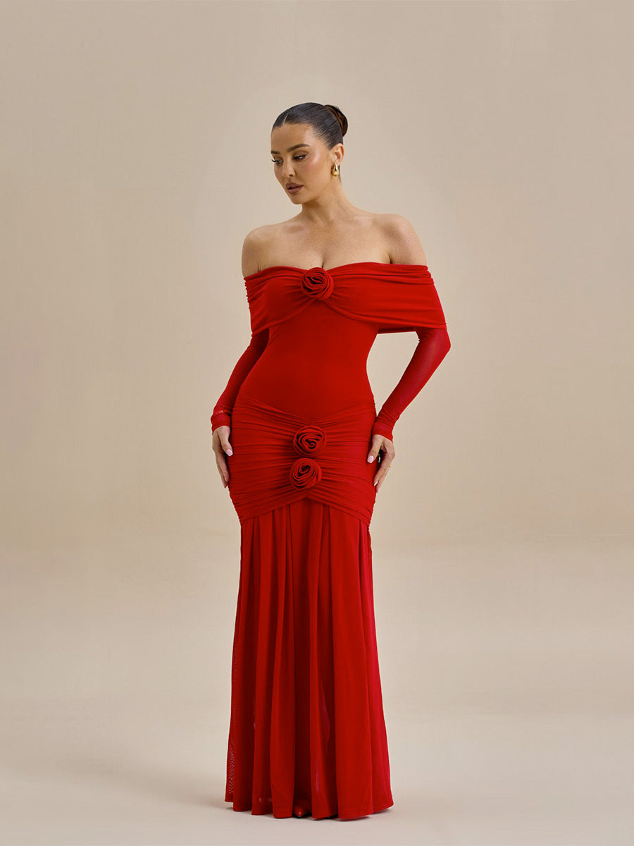 Off Shoulder Bodycon Long Evening Dress