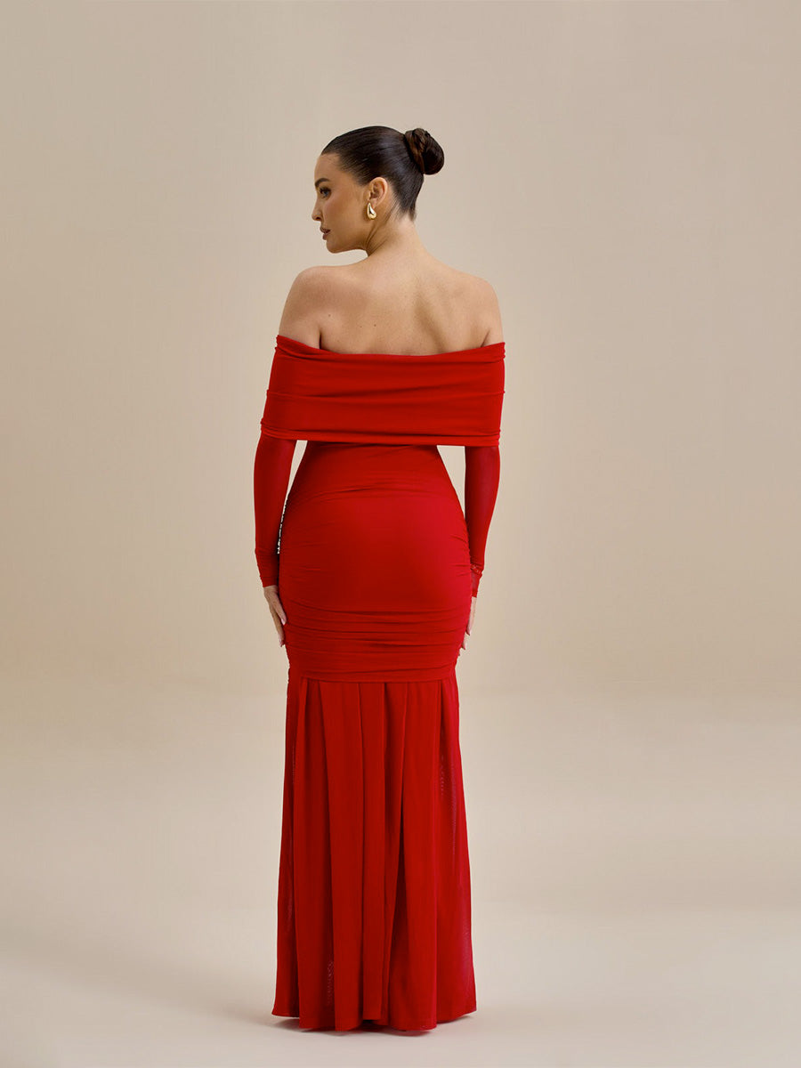 Off Shoulder Bodycon Long Evening Dress