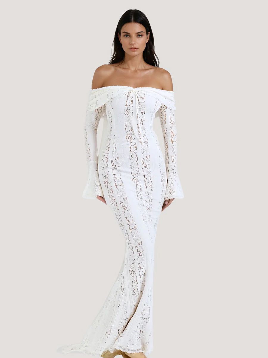Long White Lace Dress